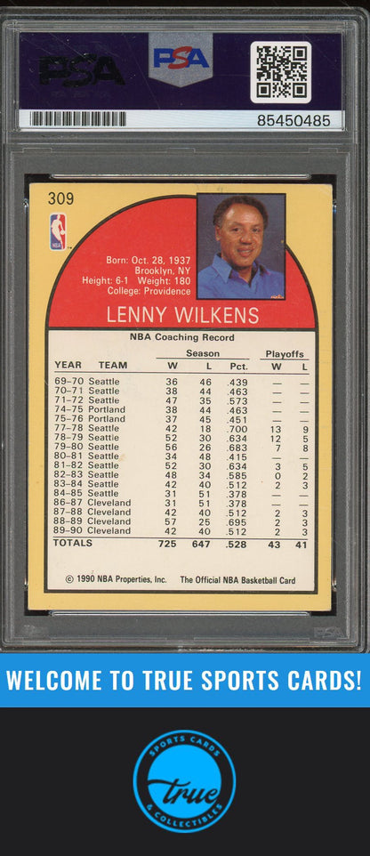 1990-91 Hoops #309 Lenny Wilkens Auto PSA Authentic