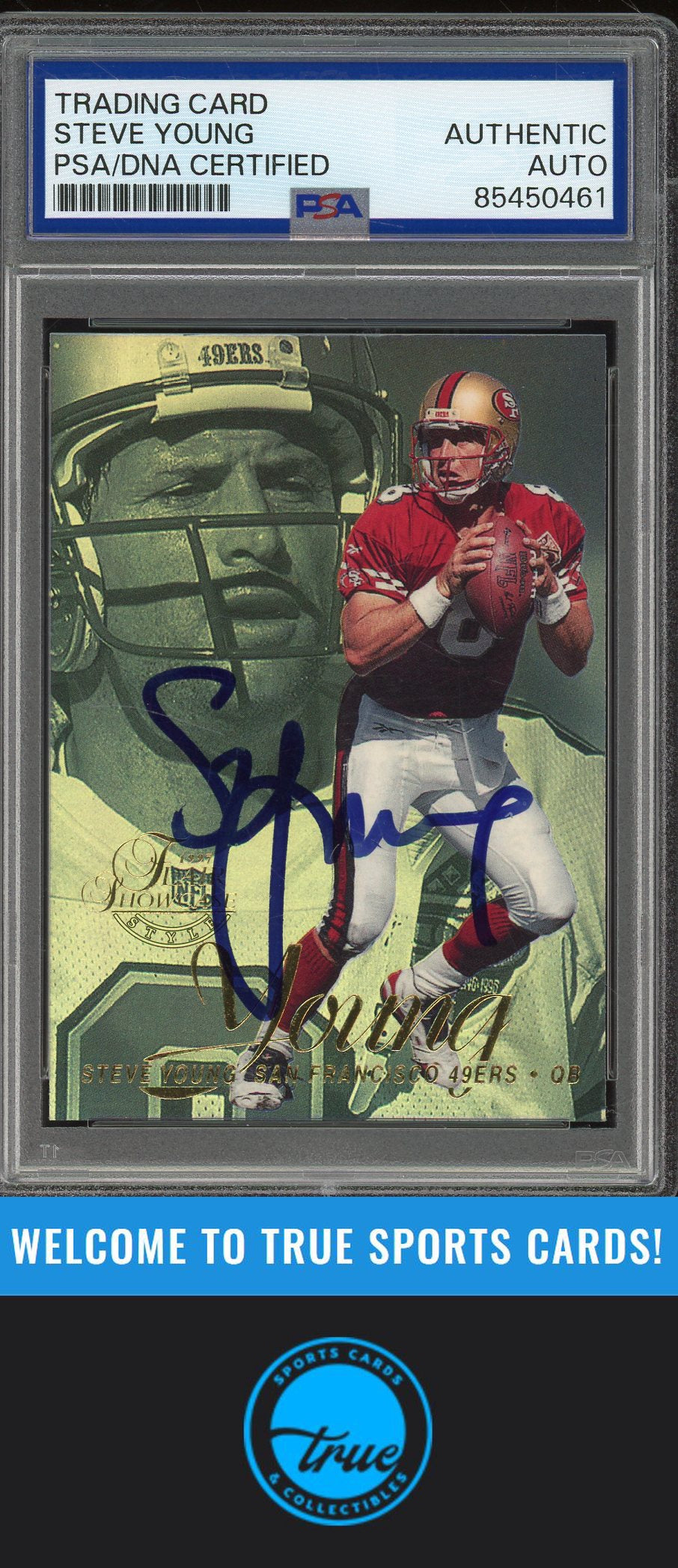 1997 Flair Showcase #14 Steve Young Row 2 Auto - PSA Authentic