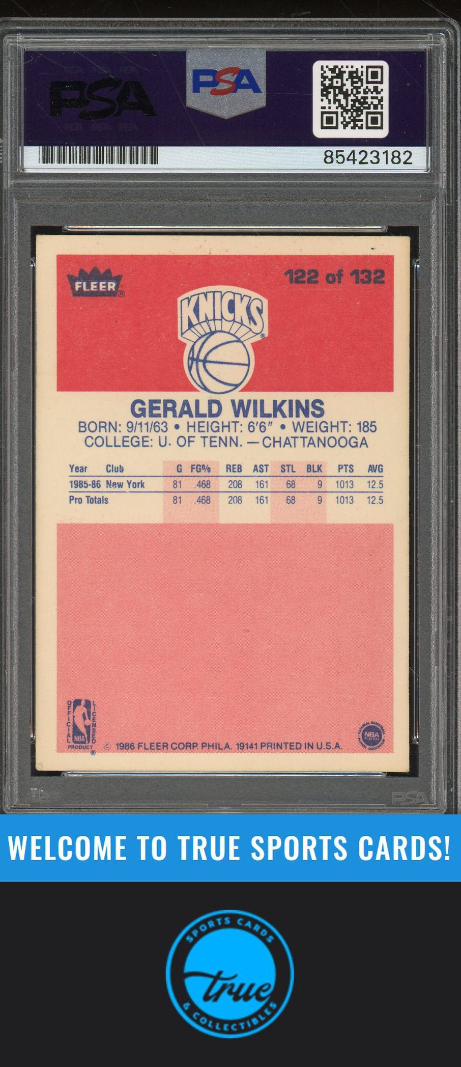 1986-87 Fleer #122 Gerald Wilkins Rookie Auto - PSA Authentic (#3182)