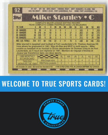 1990 Topps #92 Mike Stanley Auto