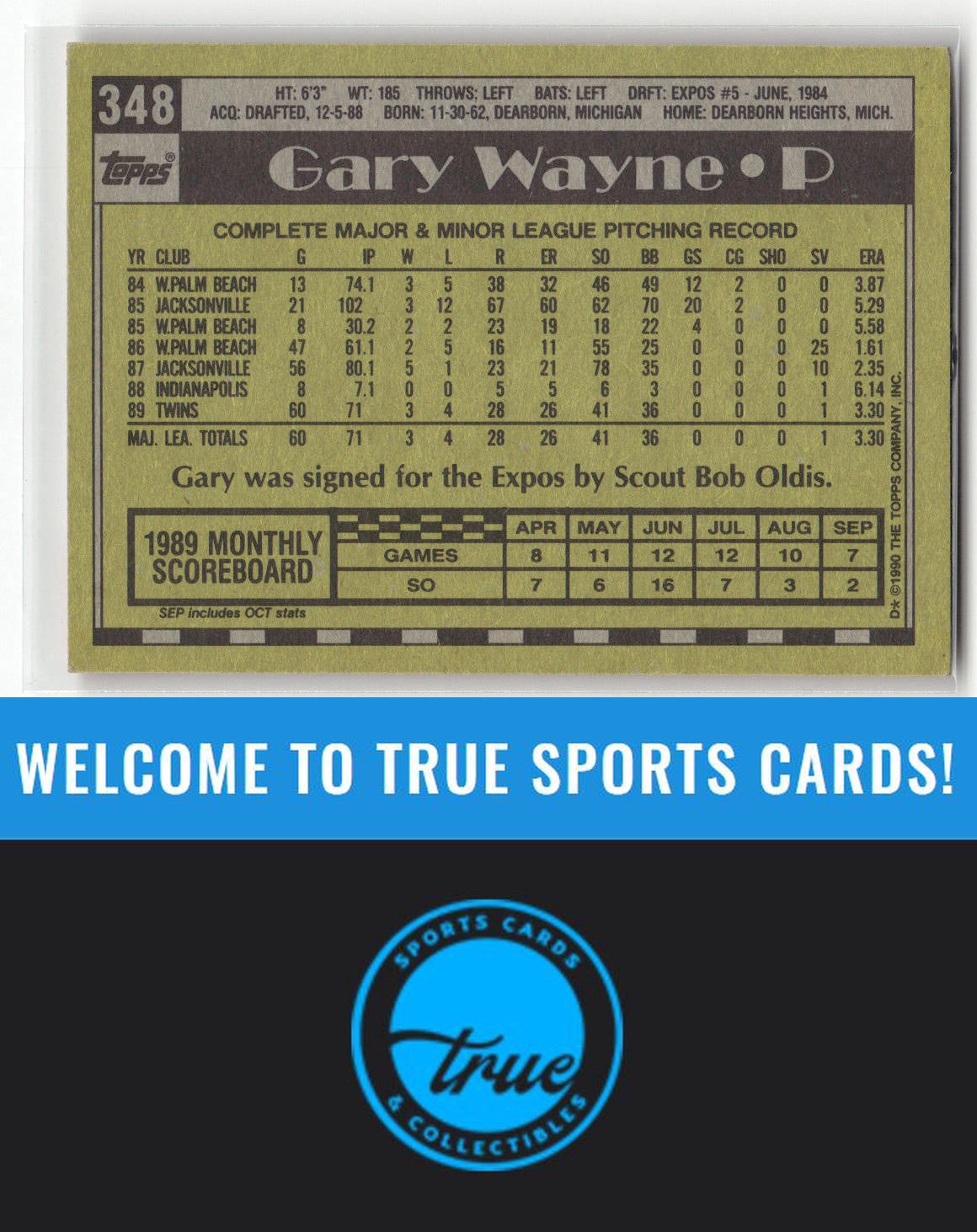 1990 Topps #348 Gary Wayne Auto