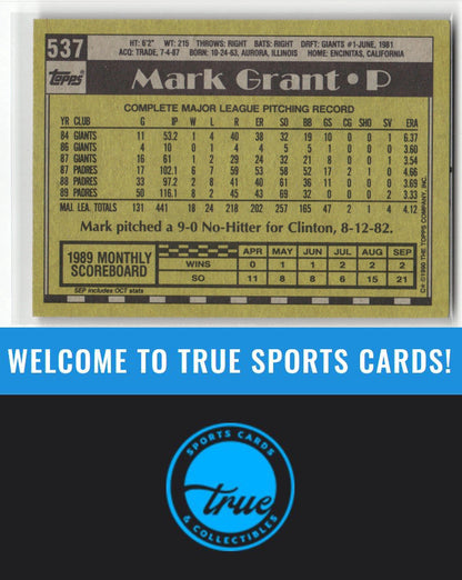 1990 Topps #537 Mark Grant Auto