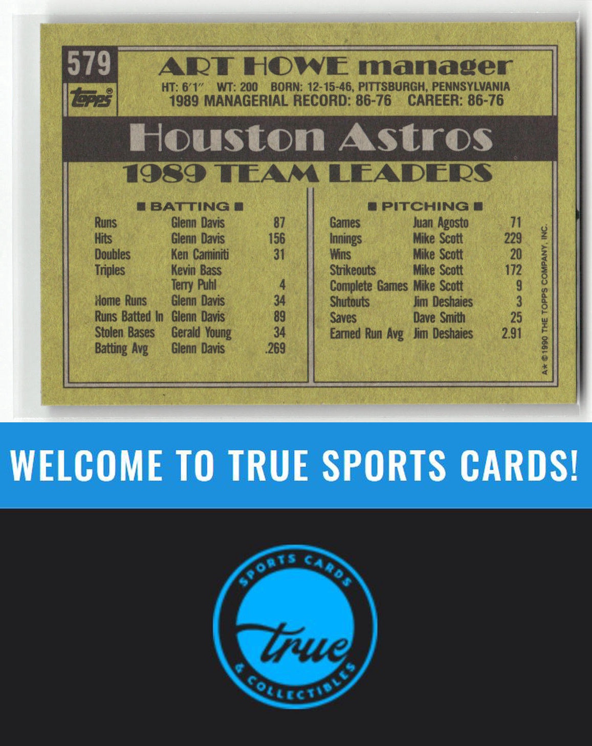 1990 Topps #579 Art Howe Auto