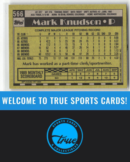 1990 Topps #566 Mark Knudson Auto