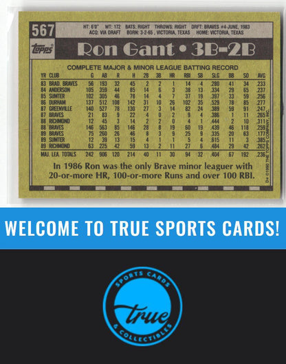1990 Topps #567 Ron Gant Auto