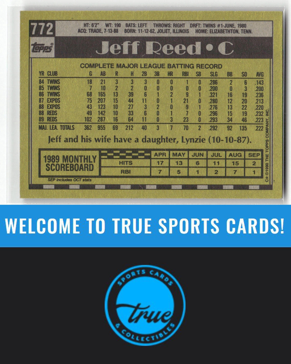 1990 Topps #772 Jeff Reed Auto