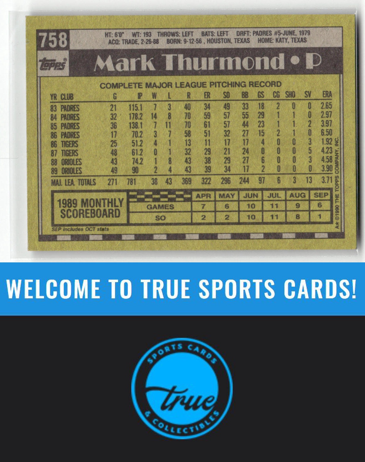 1990 Topps #758 Mark Thurmond Auto