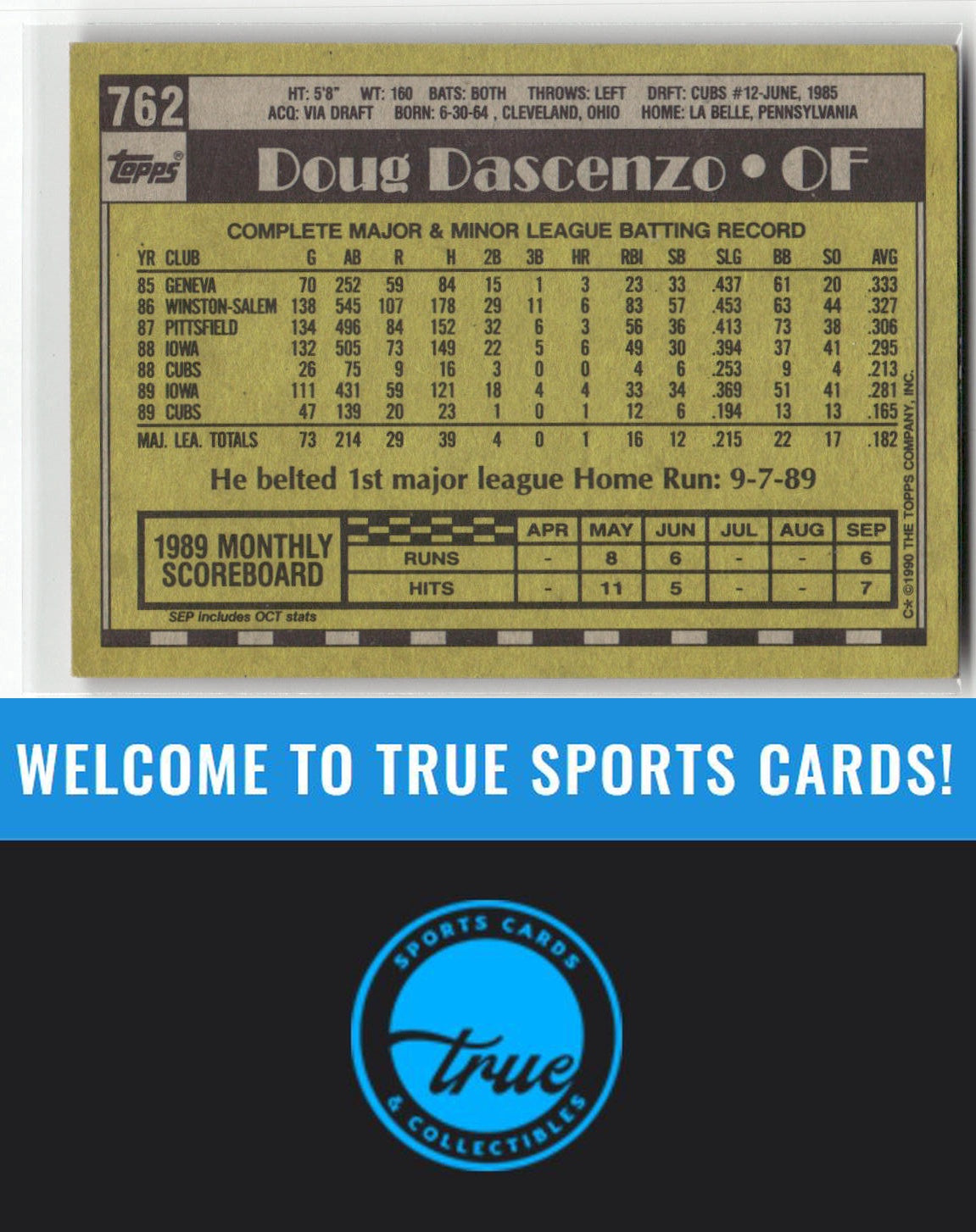 1990 Topps #762 Doug Dascenzo Auto