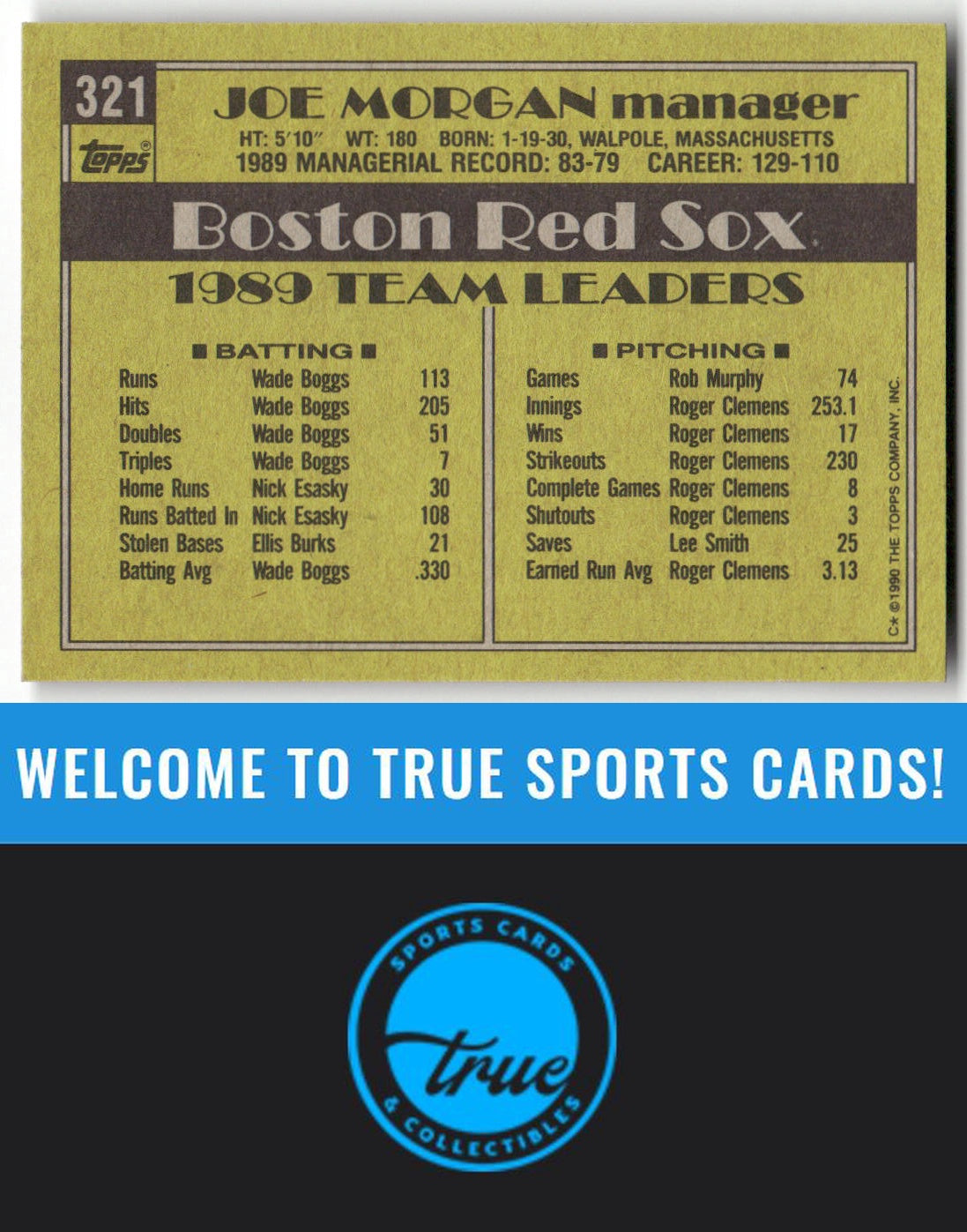 1990 Topps #321 Joe Morgan Auto