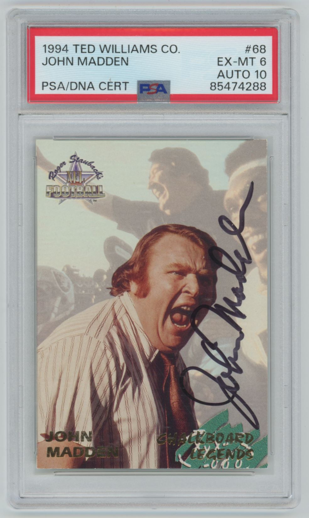 1994 Ted Williams Co. John Madden #68 Auto - PSA 6/AUTO 10