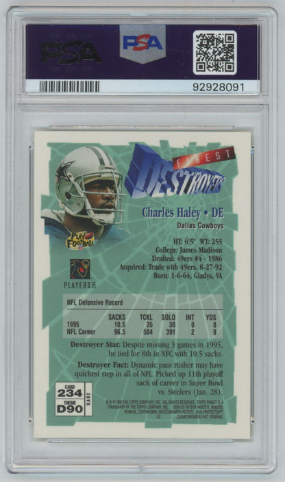 1996 Topps Finest Charles Haley w/Coating #234 - PSA 9