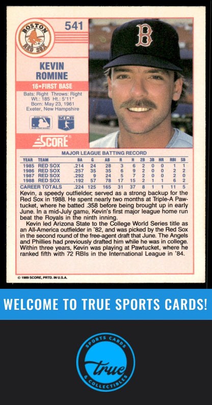 1989 Score #541 Kevin Romine AUTOGRAPH