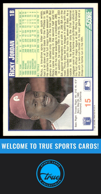 1991 Score #15 Ricky Jordan AUTOGRAPH