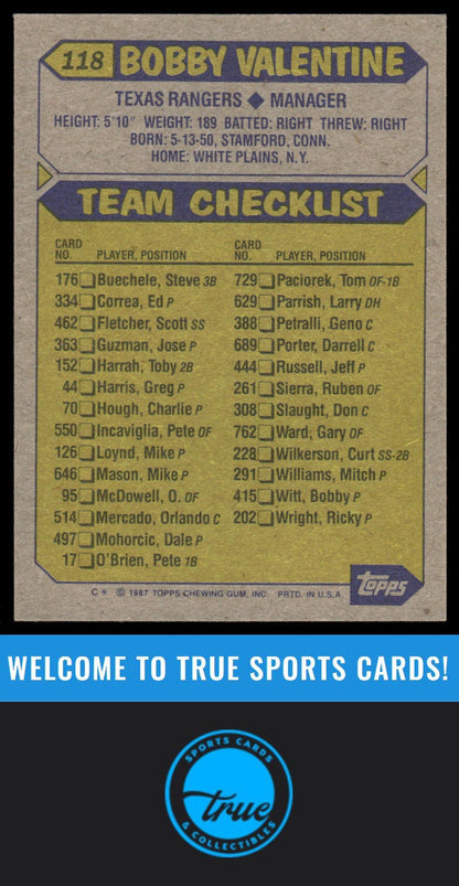1987 Topps #118 Bobby Valentine AUTOGRAPH
