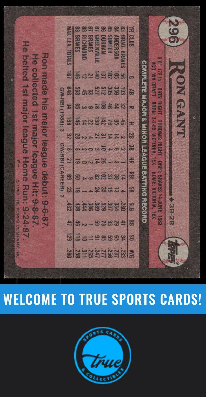 1989 Topps #296 Ron Gant AUTO