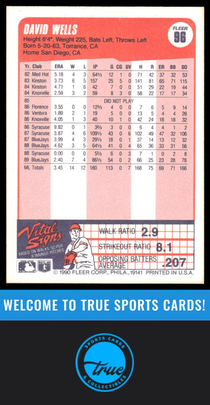 1990 Fleer #96 David Wells AUTO