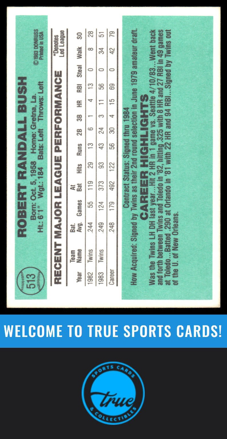 1984 Donruss #513 Randy Bush AUTO