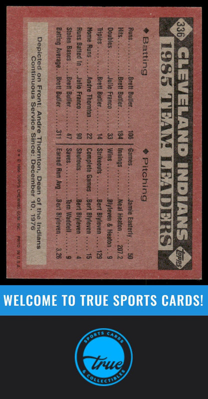 1986 Topps #336 Indians Leaders -ANDRE THORNTON AUTO