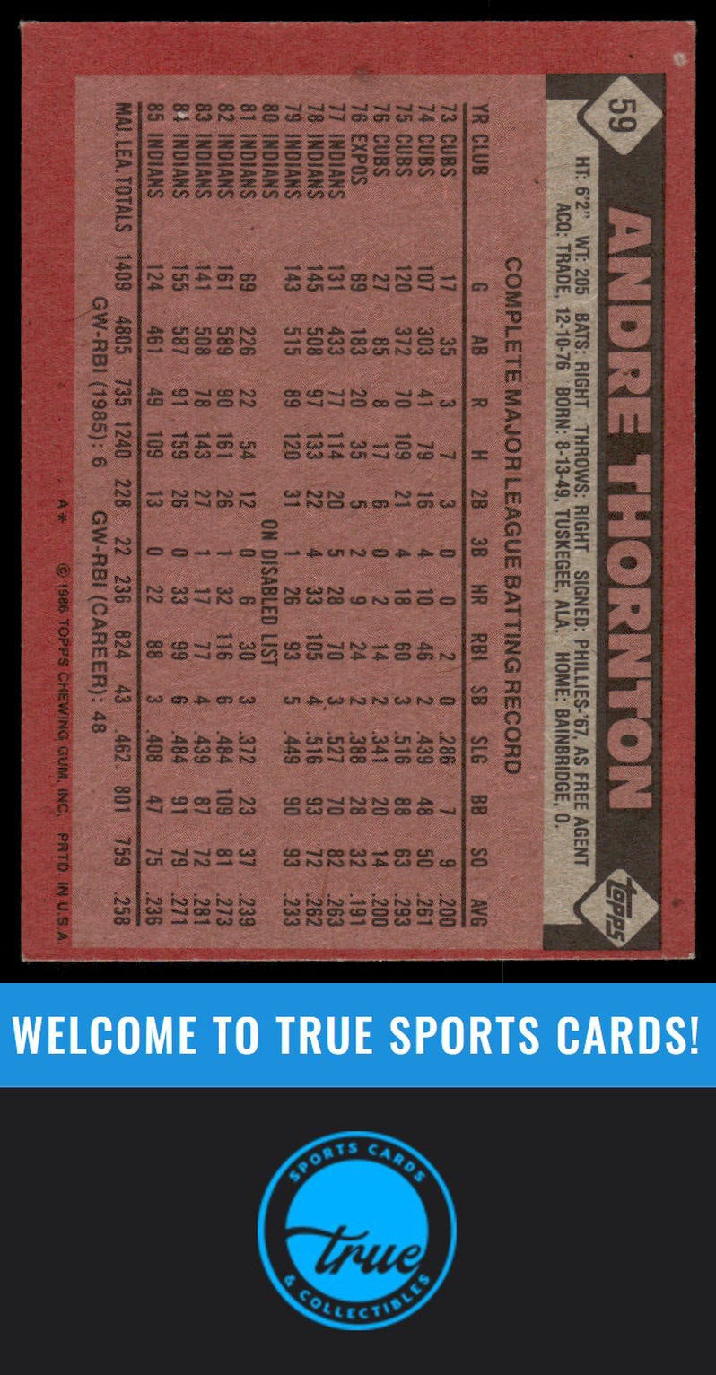 1986 Topps #59 Andre Thornton AUTO