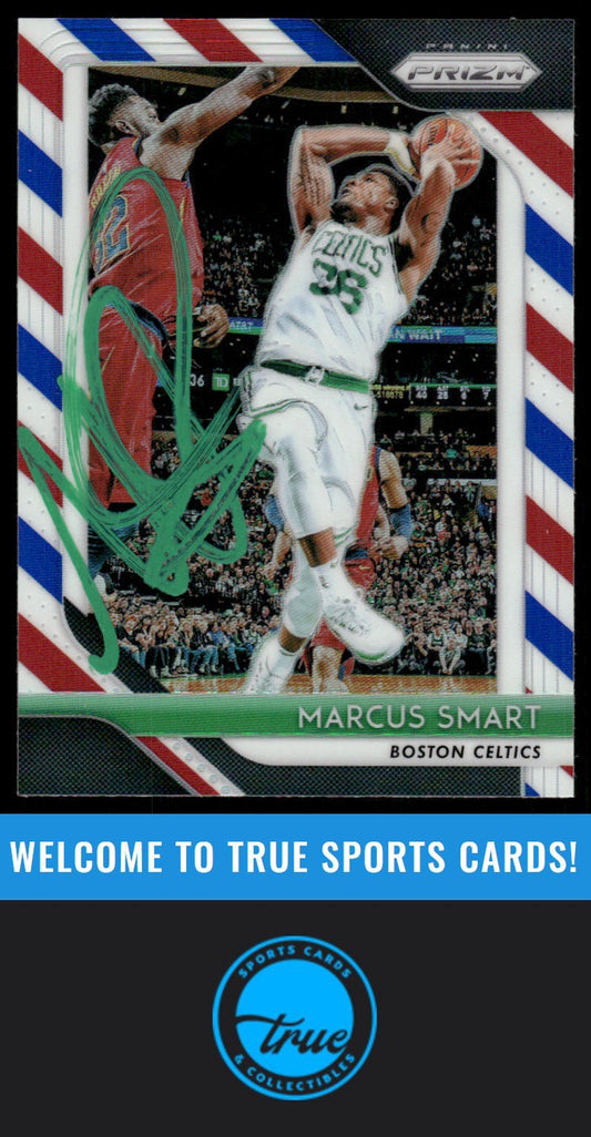 2018-19 Panini Prizm #178 Marcus Smart Prizms Red White and Blue AUTO