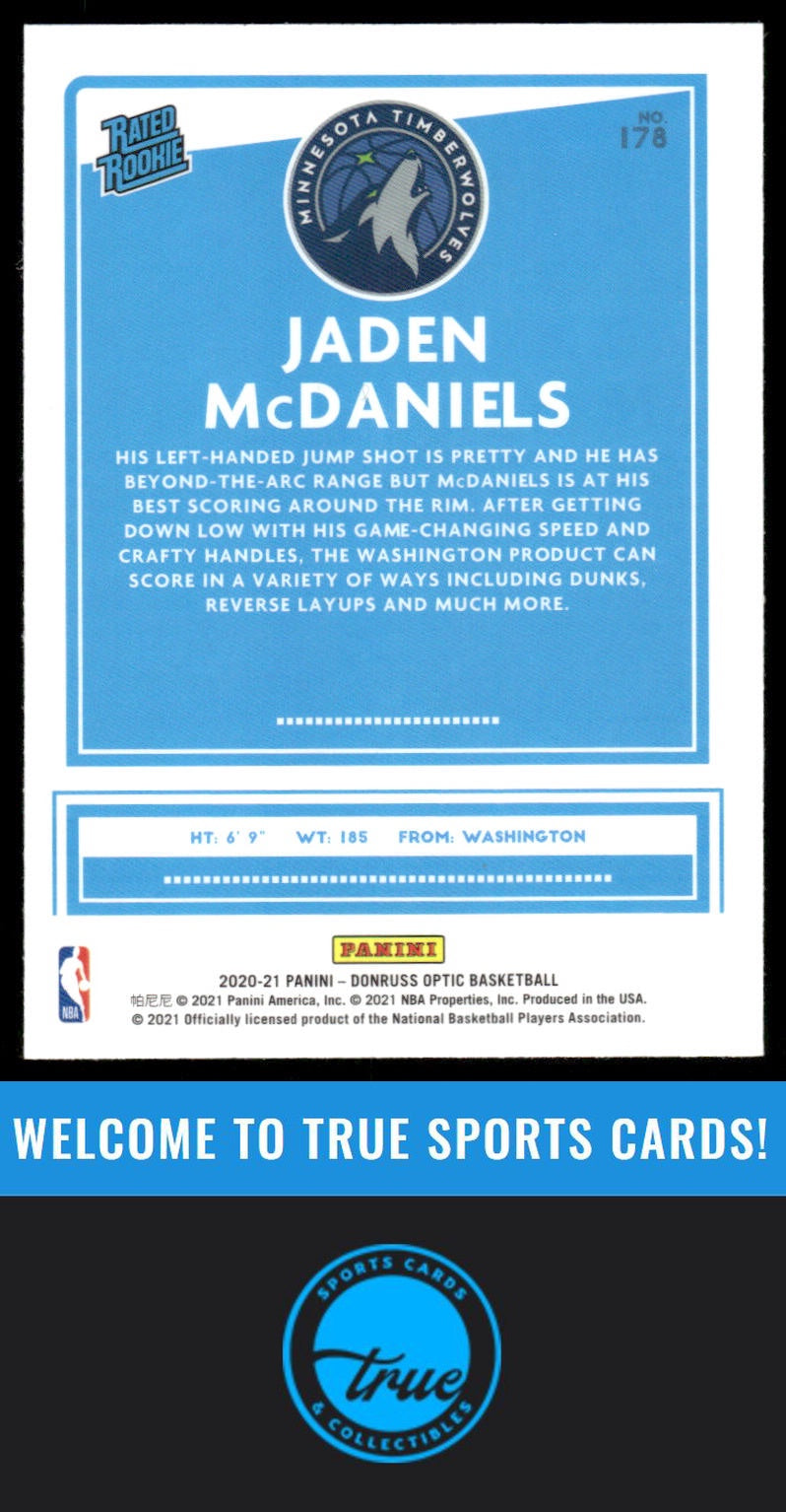 2020-21 Donruss Optic #178 Jaden McDaniels AUTO