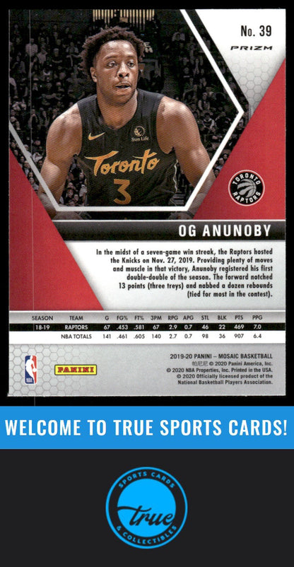 2019-20 Panini Mosaic #39 OG Anunoby Camo Pink AUTO