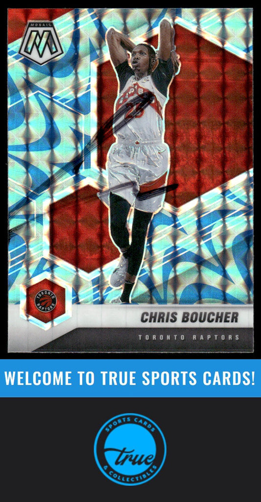 2020-21 Panini Mosaic #20 Chris Boucher Mosaic Reactive Blue AUTO