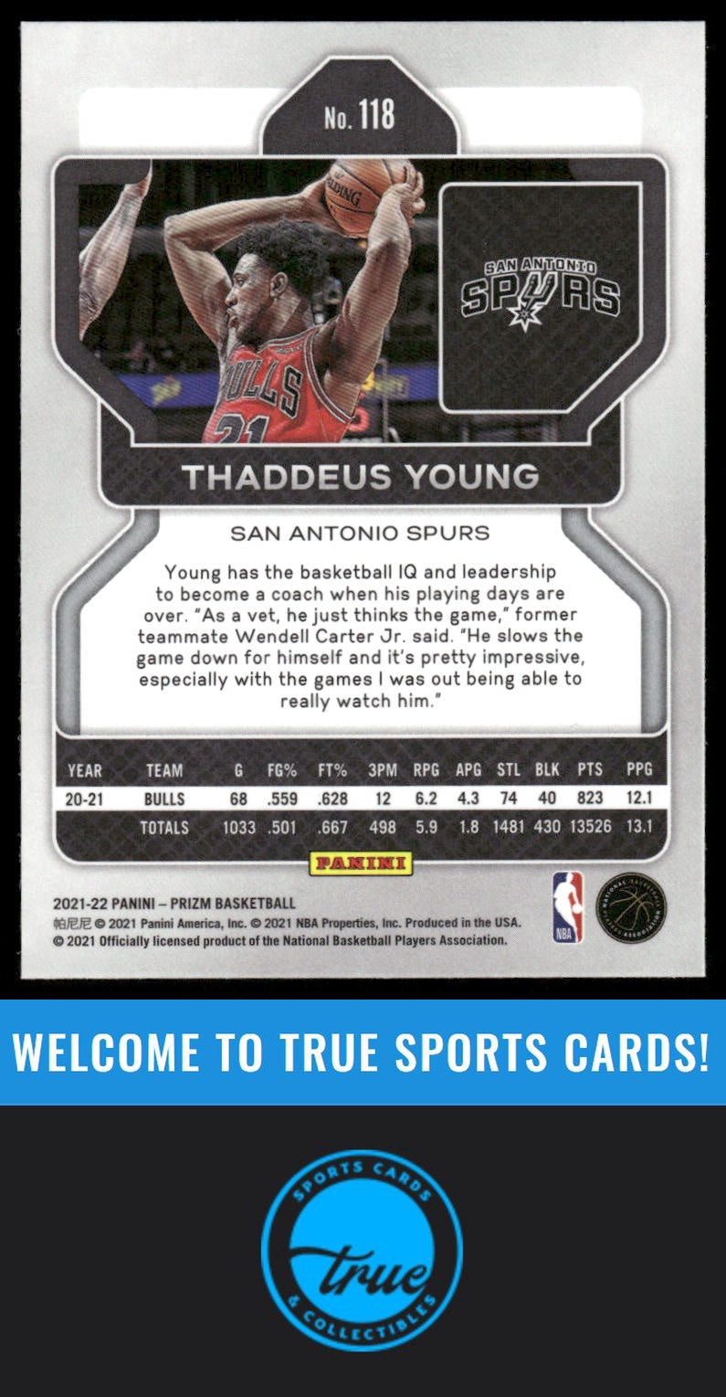 2021-22 Panini Prizm #118 Thaddeus Young AUTO