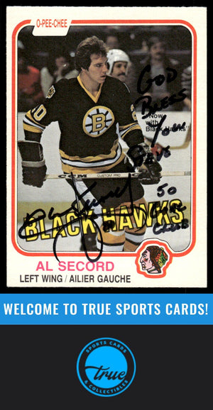 1981-82 O-Pee-Chee #72 Al Secord AUTOGRAPH