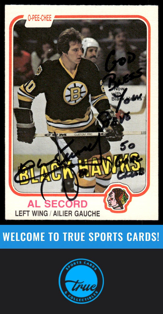 1981-82 O-Pee-Chee #72 Al Secord AUTOGRAPH