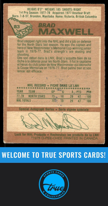 1978-79 Topps #83 Brad Maxwell AUTOGRAPH