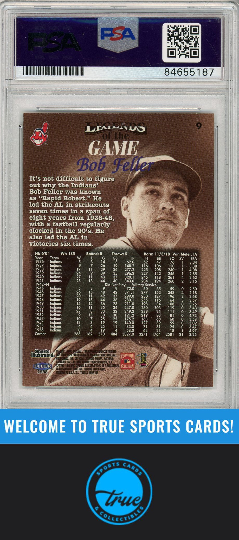 1998 Sports Illustrated Then and Now #9 Bob Feller PSA/DNA AUTOGRAPH