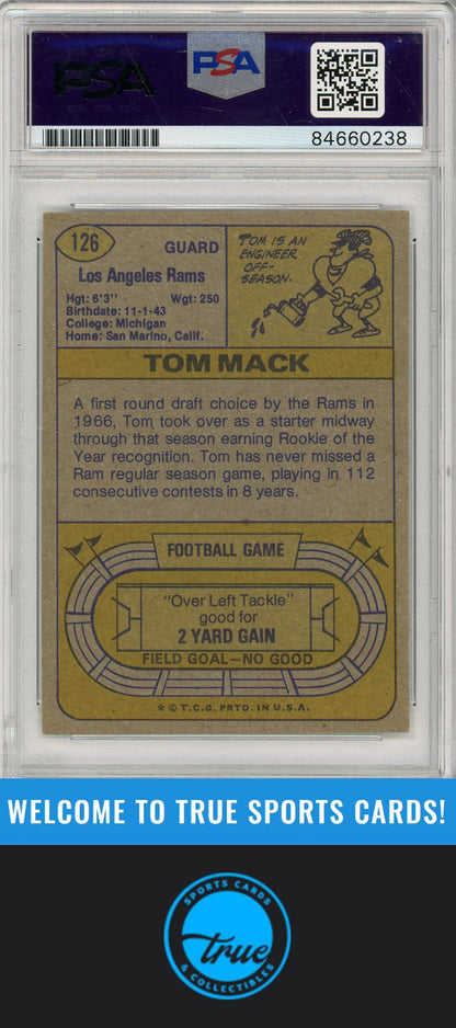 1974 Topps #126 Tom Mack PSA Authentic AUTOGRAPH