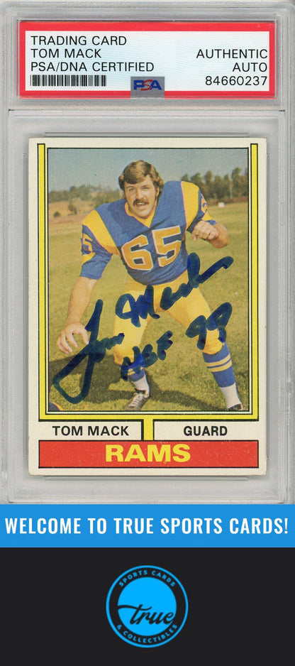 1974 Topps Parker Brothers Pro Draft #126a Tom Mack PSA Authentic AUTOGRAPH