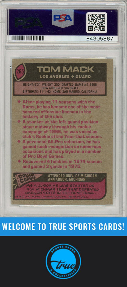 1977 Topps #265 Tom Mack PSA Authentic AUTOGRAPH