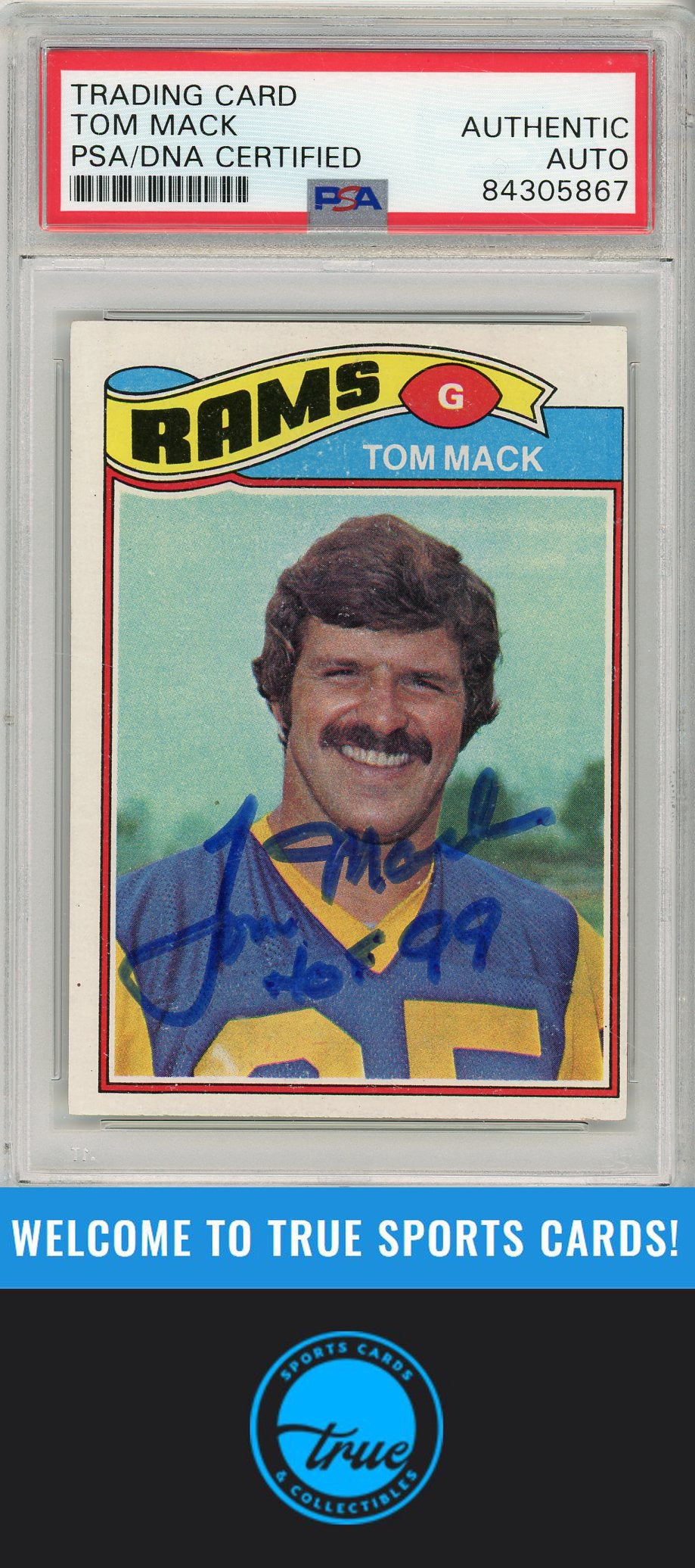 1977 Topps #265 Tom Mack PSA Authentic AUTOGRAPH