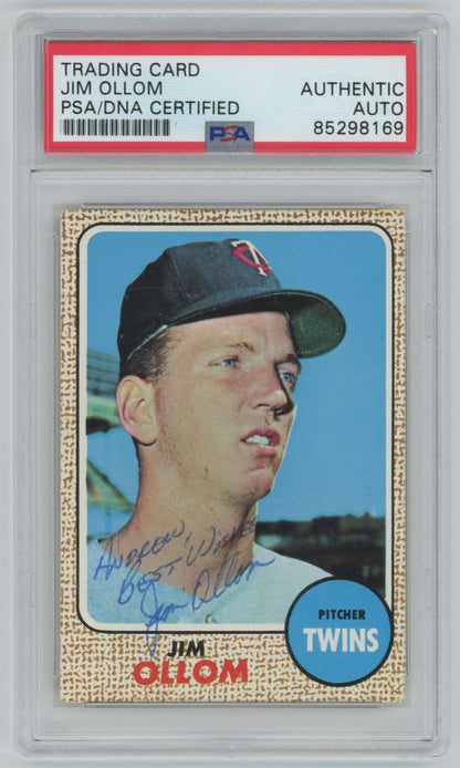 1968 Topps Jim Ollom Auto - PSA/DNA Authentic (8169)