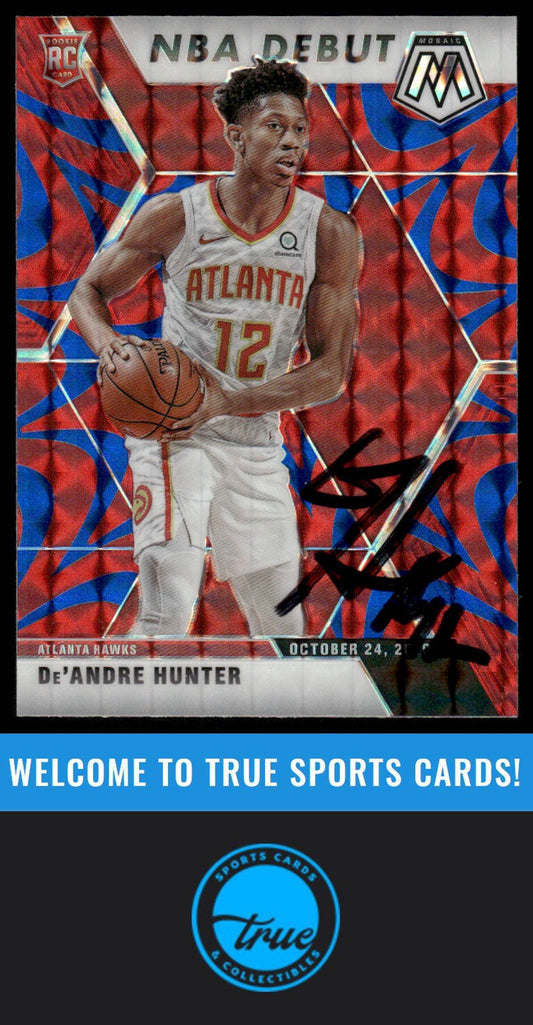 2019-20 Panini Mosaic #266 De'Andre Hunter Reactive Blue AUTOGRAPH