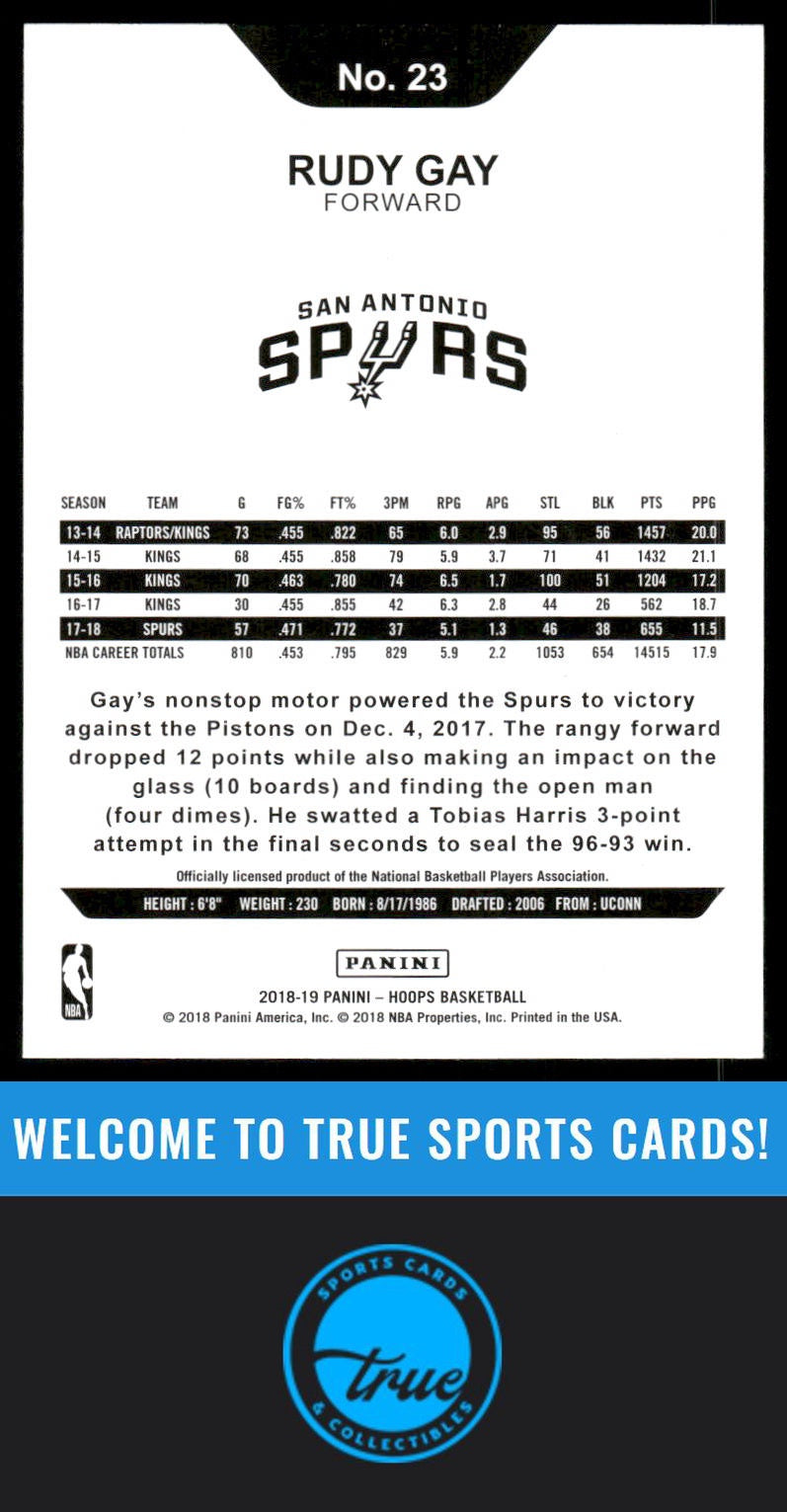 2018-19 Hoops #23 Rudy Gay AUTOGRAPH