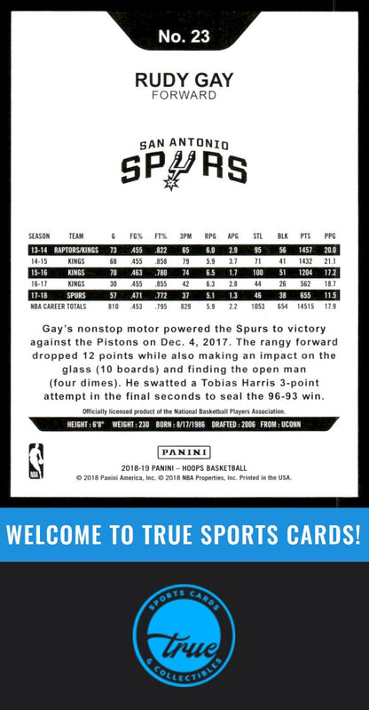 2018-19 Hoops #23 Rudy Gay AUTOGRAPH