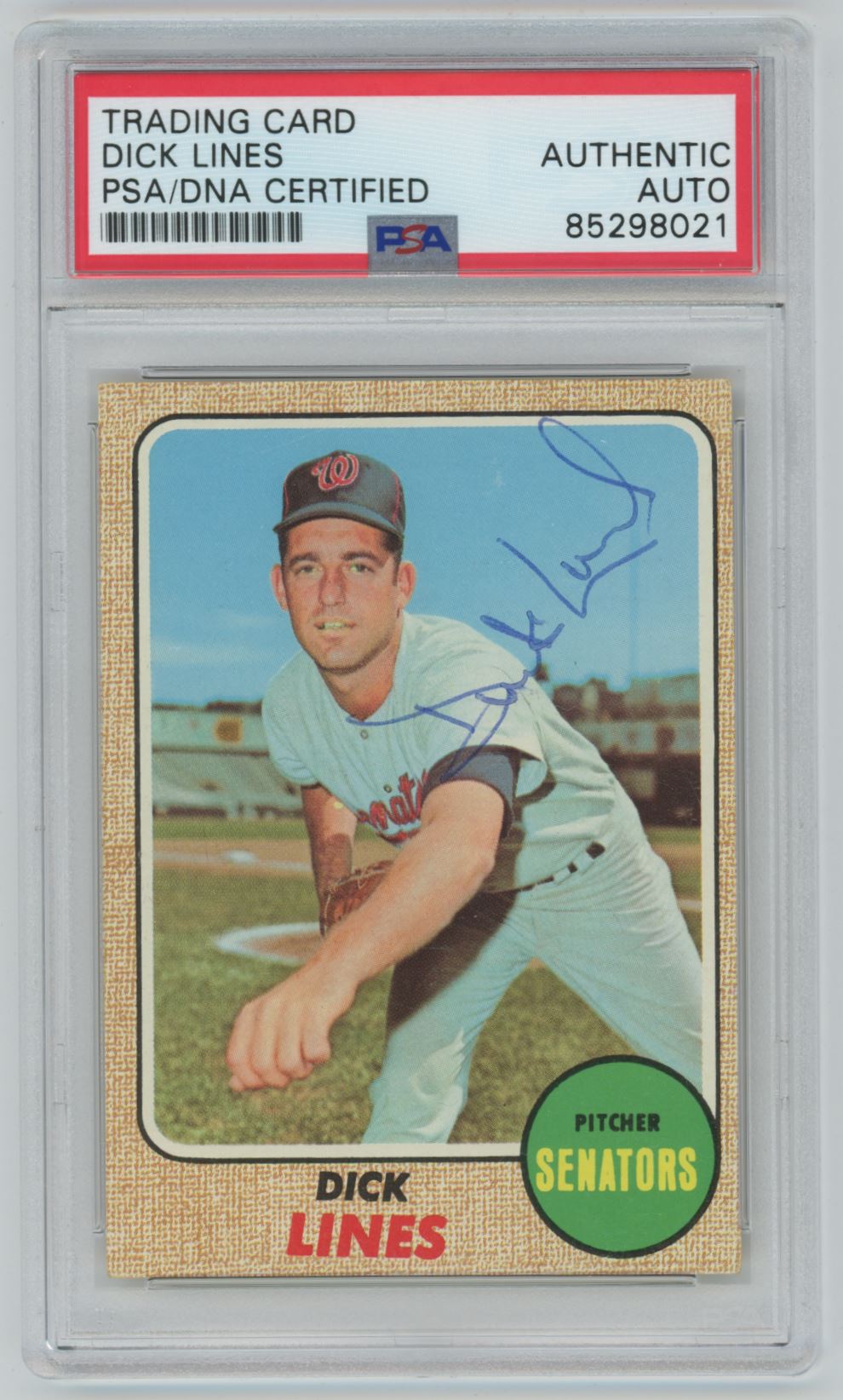 1968 Topps Dick Lines Auto - PSA/DNA Authentic (8021)