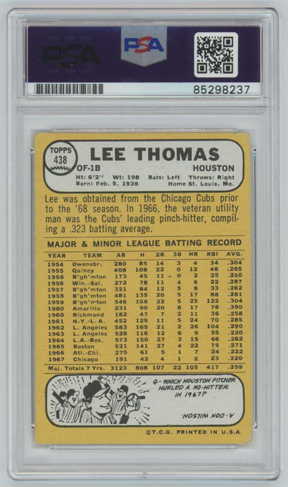 1968 Topps Lee Thomas Auto - PSA/DNA Authentic (8237)