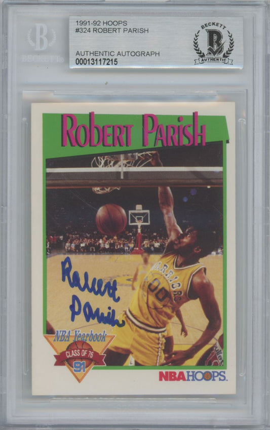 1991 NBA Hoops #324 Robert Parish Auto - Beckett Authentic (Blue Ink)