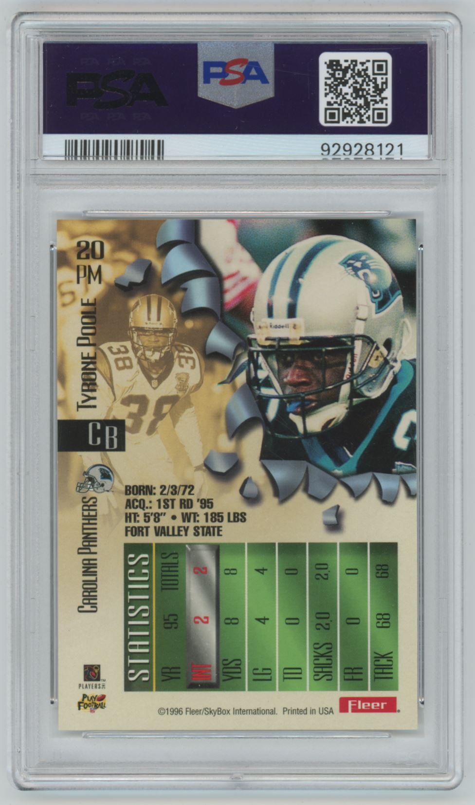 1996 Fleet Metal Tyrone Poole Precious Metal #20 - PSA 9