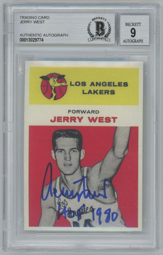 1961 Fleer (Reprint) #43 Jerry West "HOF 1980" Auto 9 - Beckett Authentic