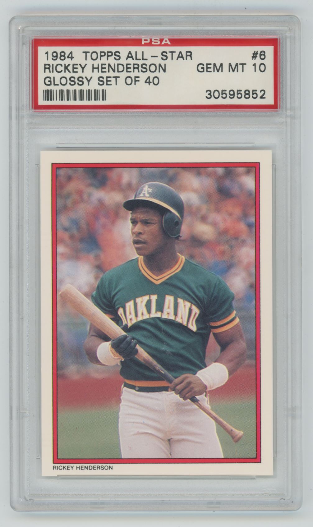 1984 Topps All-Star Rickey Henderson #6 Glossy Set of 40 - PSA 10