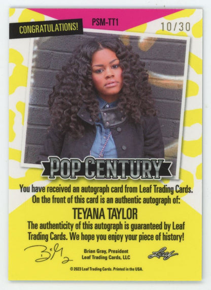 2023 Leaf Pop Century Teyana Taylor Pro Set Music Auto /30