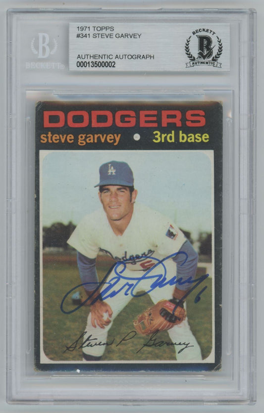 1971 Topps #341 Steve Garvey Auto - Beckett Authentic (0002)