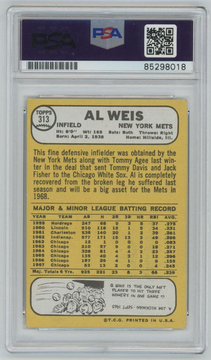 1968 Topps Al Weis Auto - PSA/DNA Authentic (8018)