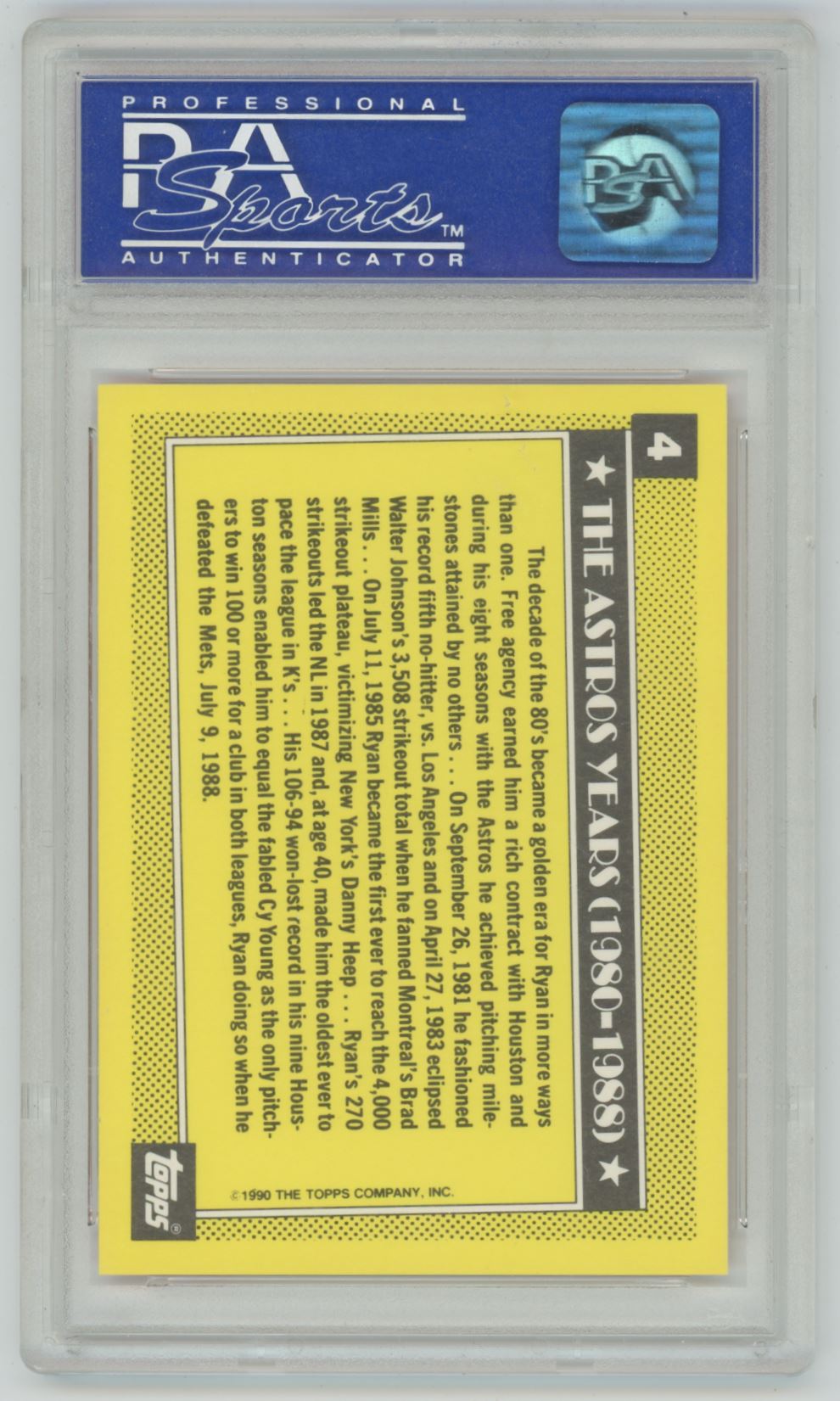 1990 Topps Tiffany Nolan Ryan Astros #4 - PSA 10